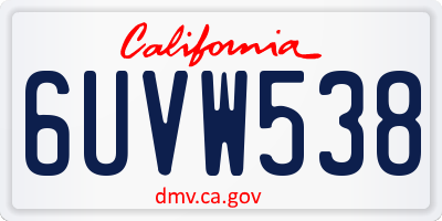 CA license plate 6UVW538
