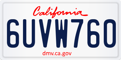 CA license plate 6UVW760