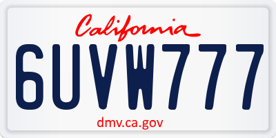 CA license plate 6UVW777