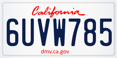 CA license plate 6UVW785