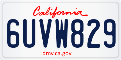 CA license plate 6UVW829