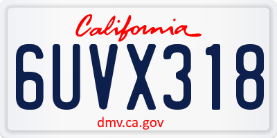 CA license plate 6UVX318