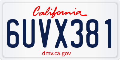 CA license plate 6UVX381