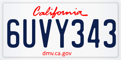 CA license plate 6UVY343