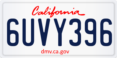 CA license plate 6UVY396