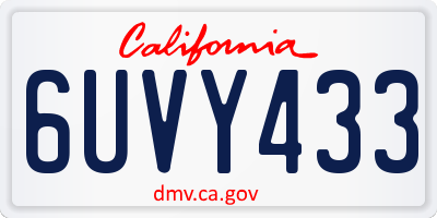 CA license plate 6UVY433