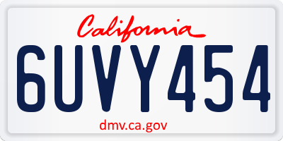 CA license plate 6UVY454