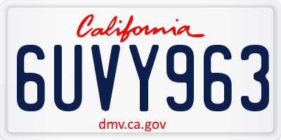 CA license plate 6UVY963