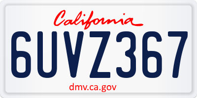 CA license plate 6UVZ367