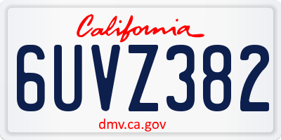 CA license plate 6UVZ382