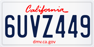 CA license plate 6UVZ449