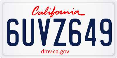CA license plate 6UVZ649