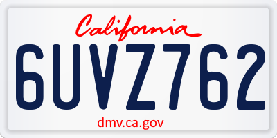 CA license plate 6UVZ762