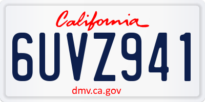 CA license plate 6UVZ941