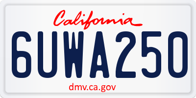CA license plate 6UWA250