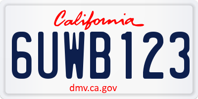 CA license plate 6UWB123