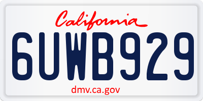 CA license plate 6UWB929