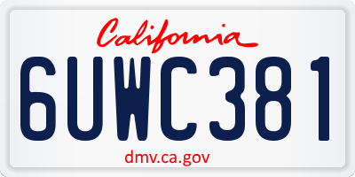 CA license plate 6UWC381