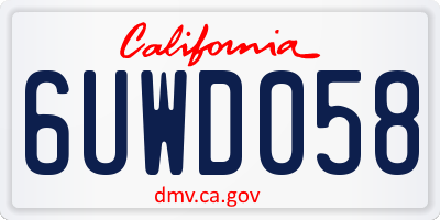 CA license plate 6UWD058