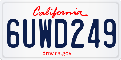 CA license plate 6UWD249