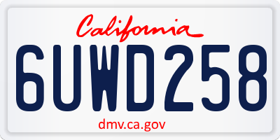 CA license plate 6UWD258