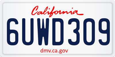 CA license plate 6UWD309