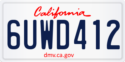 CA license plate 6UWD412