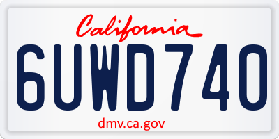 CA license plate 6UWD740