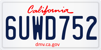 CA license plate 6UWD752