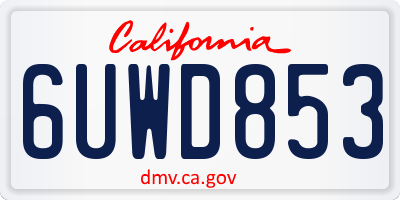 CA license plate 6UWD853