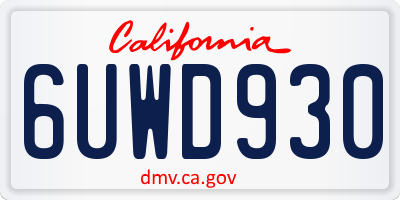 CA license plate 6UWD930