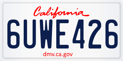 CA license plate 6UWE426