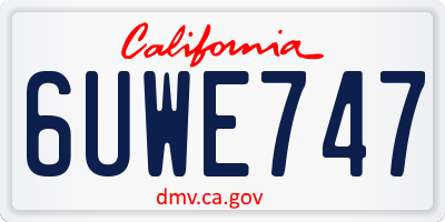 CA license plate 6UWE747