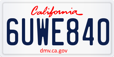 CA license plate 6UWE840