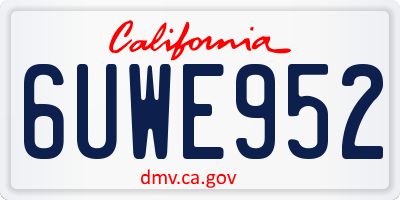 CA license plate 6UWE952