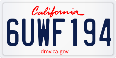 CA license plate 6UWF194