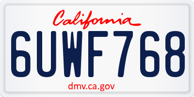 CA license plate 6UWF768