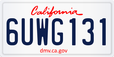 CA license plate 6UWG131