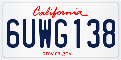 CA license plate 6UWG138
