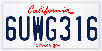 CA license plate 6UWG316