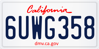CA license plate 6UWG358