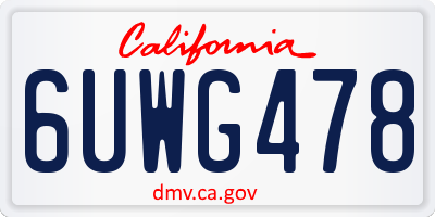 CA license plate 6UWG478