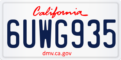 CA license plate 6UWG935