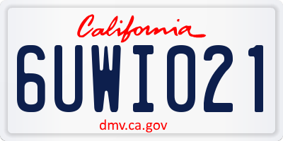 CA license plate 6UWI021
