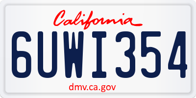 CA license plate 6UWI354
