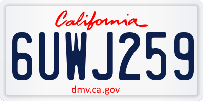 CA license plate 6UWJ259
