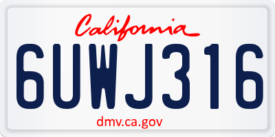 CA license plate 6UWJ316