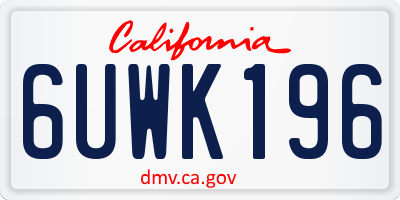 CA license plate 6UWK196