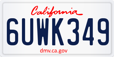 CA license plate 6UWK349
