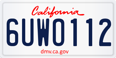 CA license plate 6UWO112